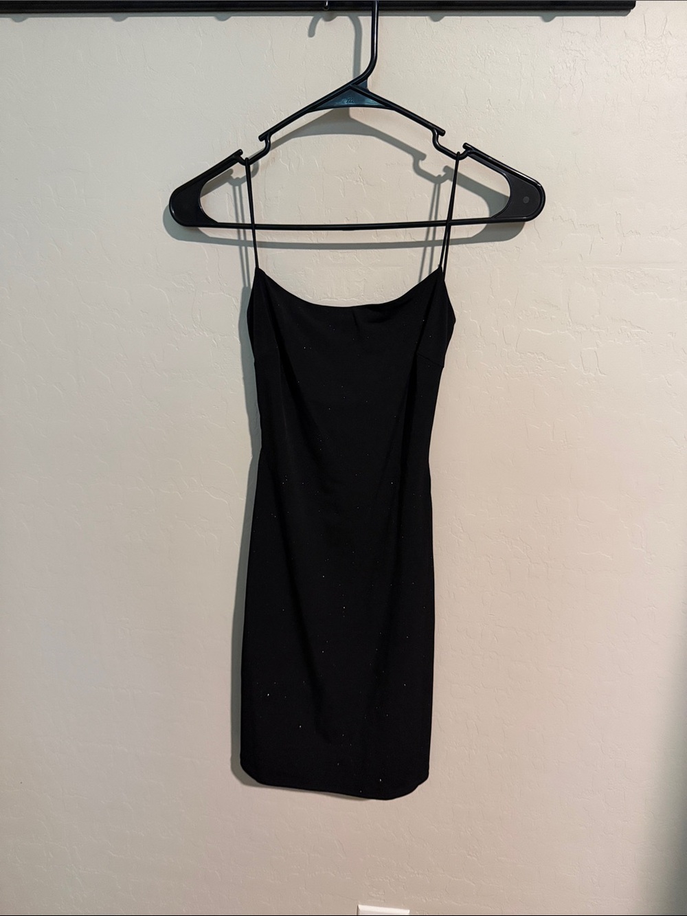 Windsor Black Sparkle Spaghetti-Strap Mini Dress